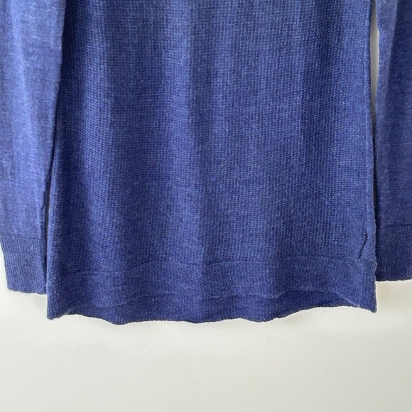 Cynthia Rowley 100% Merino Wool Blue Crewneck Tie Back Sweater - Picture 3 of 16
